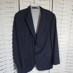 BOSS Men's Navy Blue Striped Mens Blazer Size 44R